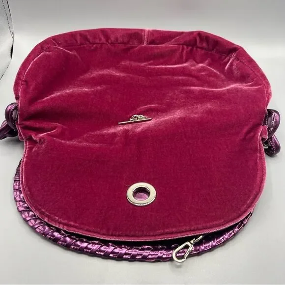 Aldo Raspberry Velvet Metallic Strap Shoulder Bag - Picture 3 of 6